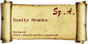 Szeitz Aranka névjegykártya
